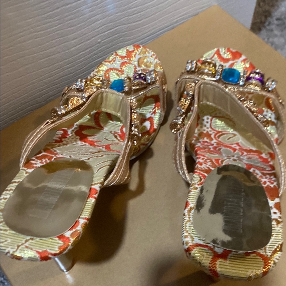 Floral Embellished Heels with Jewel Accents